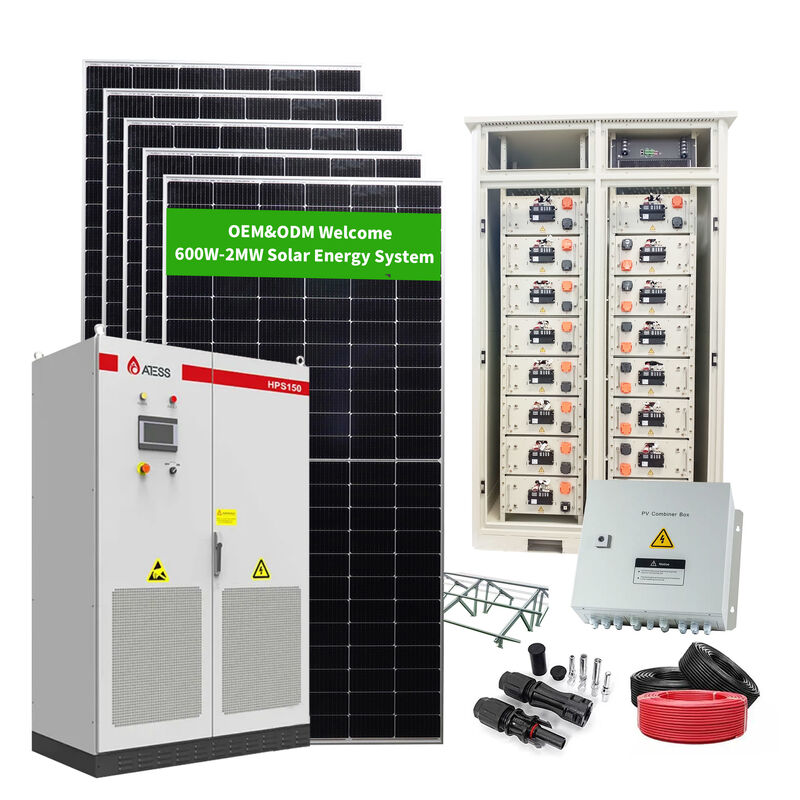 Commercial Use 100KW Solar Power System PV System Deye Growatt Inverter ...
